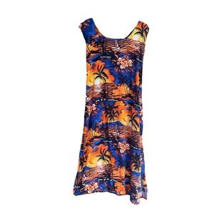 Sleeveless Maxi Dress Tropical Print Caribbean‎ Vacation Cruise Cover Up